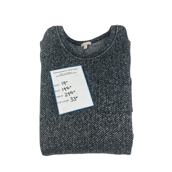 Gap Designed & Crafted Herringbone Knit Gray/Black Sweater Dress S With Pocket - Picture 3 of 9